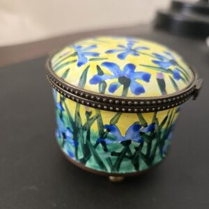 Kelvin Chen Floral Enamel Trinket Box/stamp roll holder